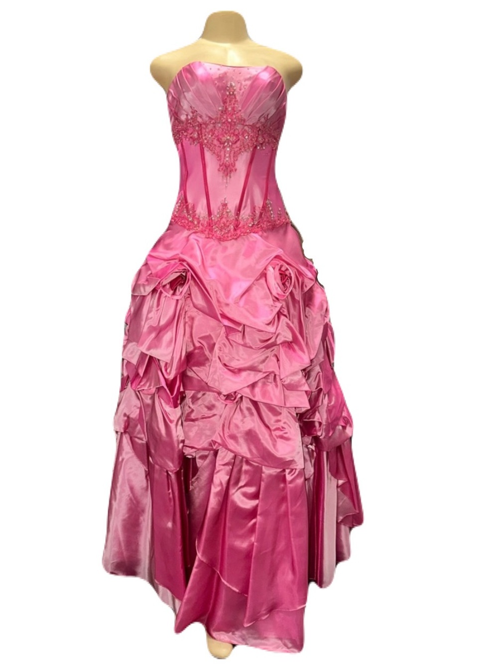 NWT Strapless Pink Ruffled Ball Gown Dress